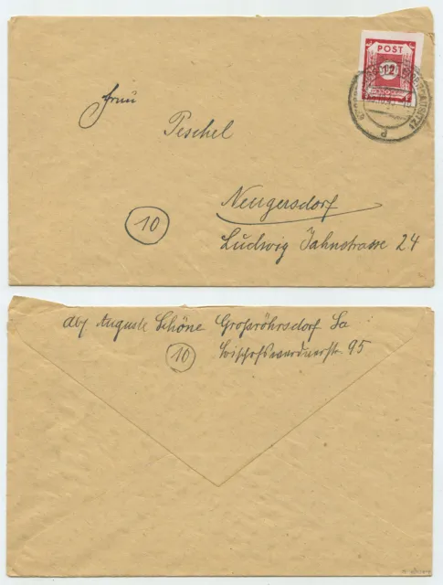 69768 - SBZ Mi.Nr. 46 - Beleg - Großröhrsdorf 5.10.1945 nach Neugersdorf