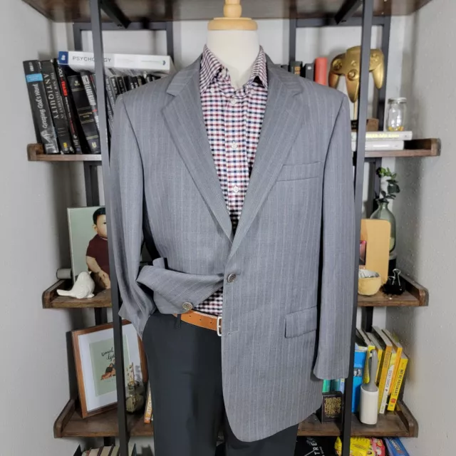 Brooks Brothers Madison Men's Sport Coat Blazer Two Button Gray Striped Wool 44R