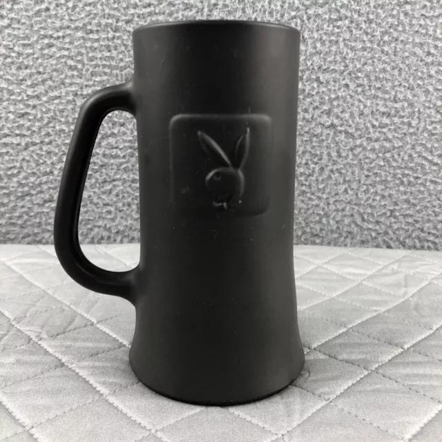 VTG Playboy Glass Beer Mug Classic Bunny Logo Matte Gray Stein