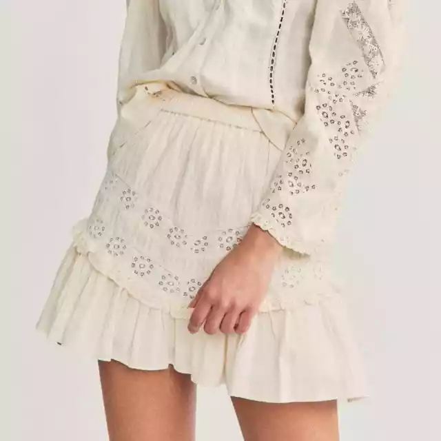 LoveShackFancy - Minifalda de algodón de inspiración victoriana - talla mediana 3