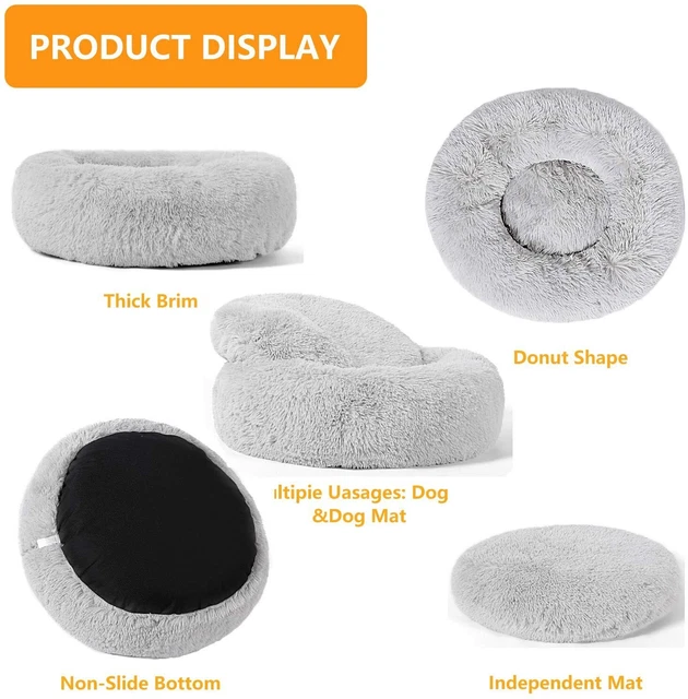Calming Cat Dog Bed for Small Medium Large Round Donut Washable Dog bed Sofa 3