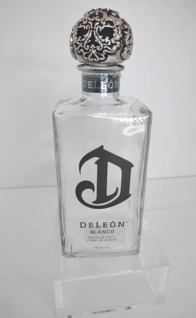 DELEON Tequila Blanco Platinum Empty Bottle 750 ml Agave with Skulls Cap