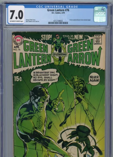 Green Lantern #76 Cgc 7.0 D.c. Comics 1970 Green Lantern/Green Arrow Story Begin