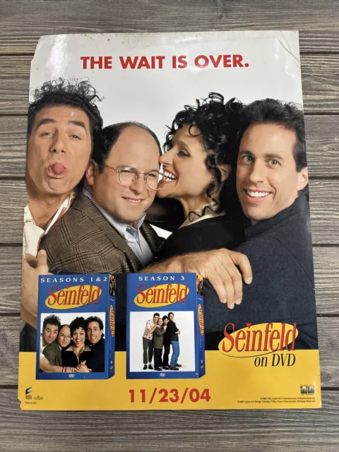 Vintage Seinfeld on DVD 11/23/04 2004 SONY Promo Poster 13" x 18" Cling Sticker