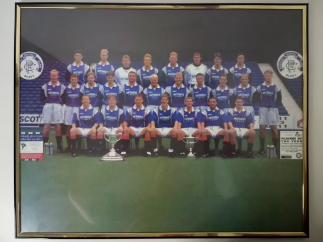 Glasgow Rangers Fc Vintage Wooden Frame Team Wall Picture - Very Rare