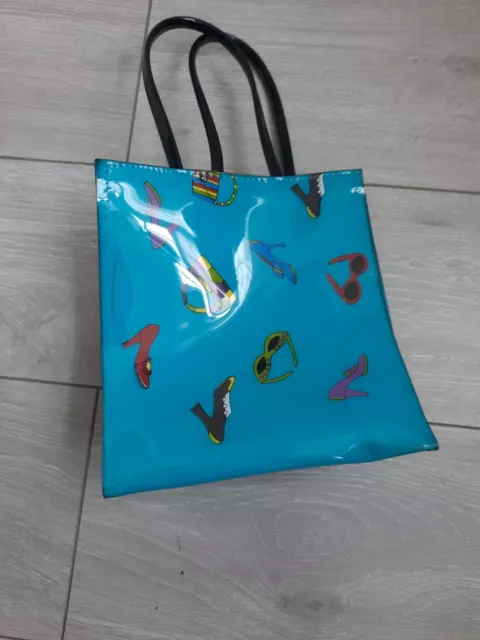 Bloomingdales Little Blue Tote Purse Handbag Lunch bag Vinyl Plastic Rare