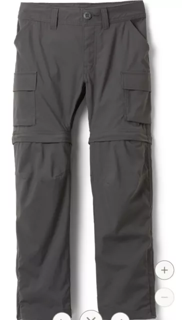 Rei hiking Travel Pants Shorts Quick Dry kids XS Size 5/6 Gray Zip Off