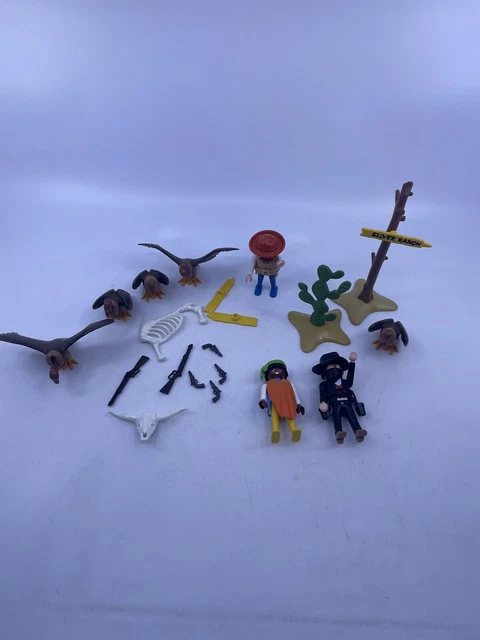 PLAYMOBIL Vintage Western – Set Bandits Et Hors-la-loi, Panneaux, Vautours (réf 3748, 1988)