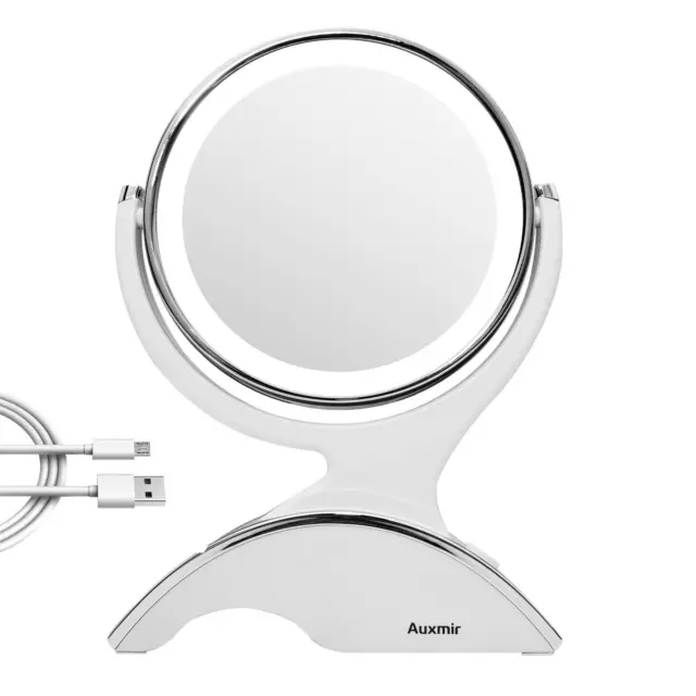 Makeup Mirror Double sided 1X 10X Magnifying Mirror with LED Lights USB Charging