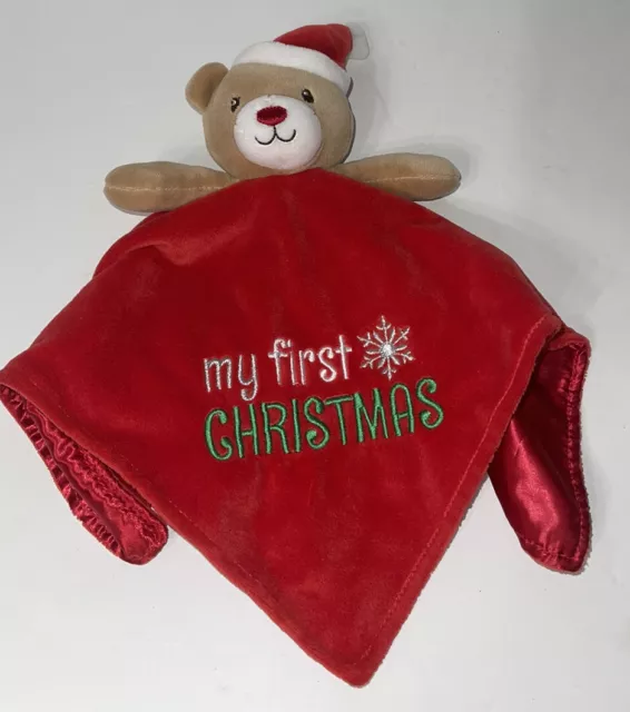 Baby Starters Lovey Security Plush Red Brown Bear My First Christmas