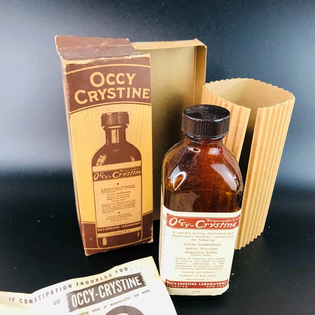 Vtg occy crystine medicine bottle Rx Pharmacy Over The Counter Pharmaceutical