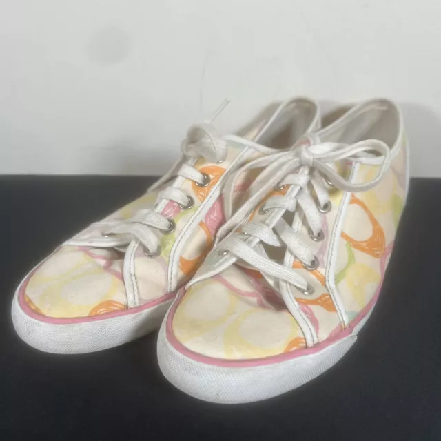 Women COACH Multicolor Signature Logo Canvas Sneakers Dee Q994 Size 9.5B