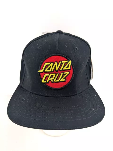 Santa Cruz Classic Dot Patch Snap Back Cap Black With Tags