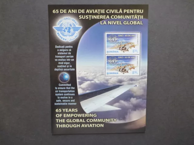 ROMANIA 2010 The 65th Anniversary of ICAO 2 Stamp Mini Sheet Mint Stamps