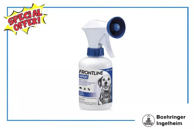 🎉 Frontline Spray Antiparassitario Cani E Gatti Contro Pulci + Zecche 250 Ml 🎉