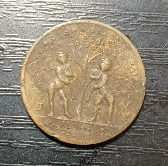 Gemini You Are Very Generous May 22-June 21 Zodiac Horoscope Token Vintage 25mm