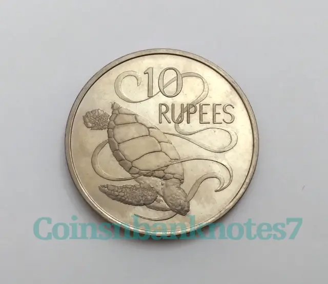 1974 Seychelles 10 Rupees Coin, KM #20 Uncirculated / Sea Turtle