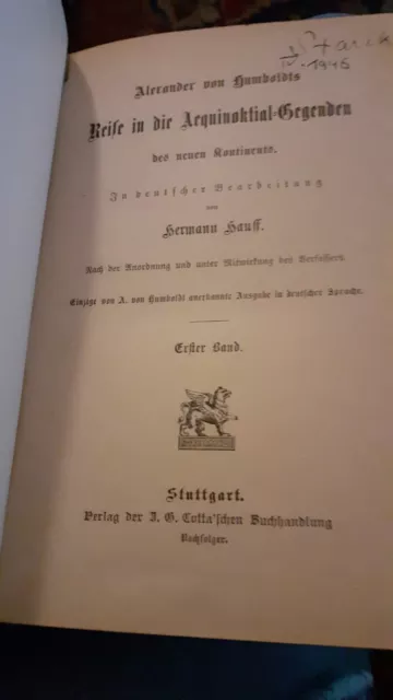 Reise in die Aequinoktial Gegenden, A. v. Humboldt  1859 ( 4 in 2 Bd. )