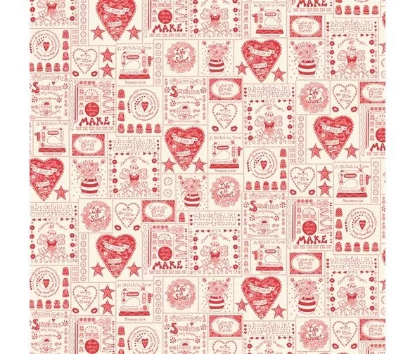 Fat Quarter Henry Glass Say It With A Stitch Love Sew Make 100% Cotton Fabric