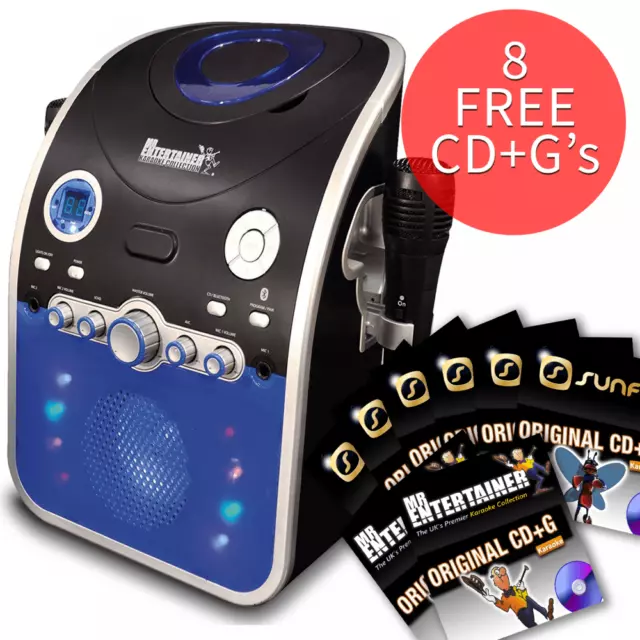 Karaoke Machine with Bluetooth CD CDG Discs Party Package Disco Light 130 Songs