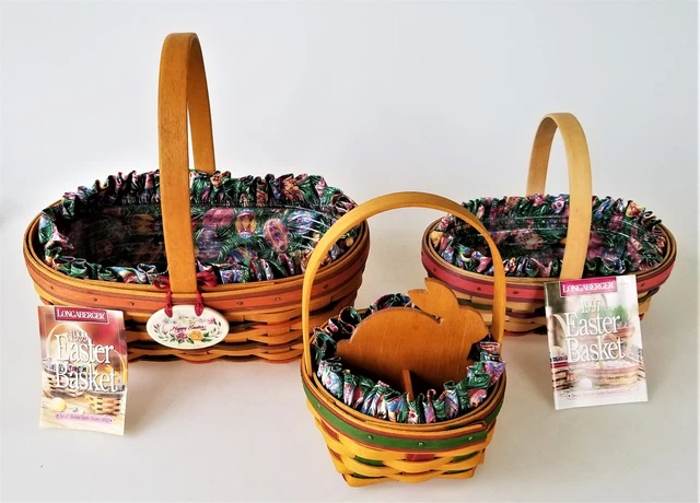 1997-99 lot 3 LONGABERGER EASTER BASKET SET with liners inserts info