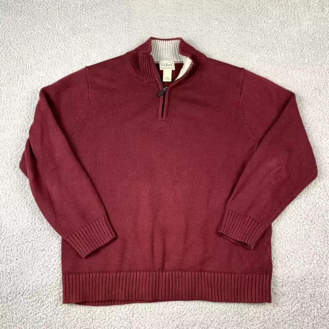 LL BEAN QUARTER Zip Pullover Sweater Men’s Large Red $25.88 - PicClick