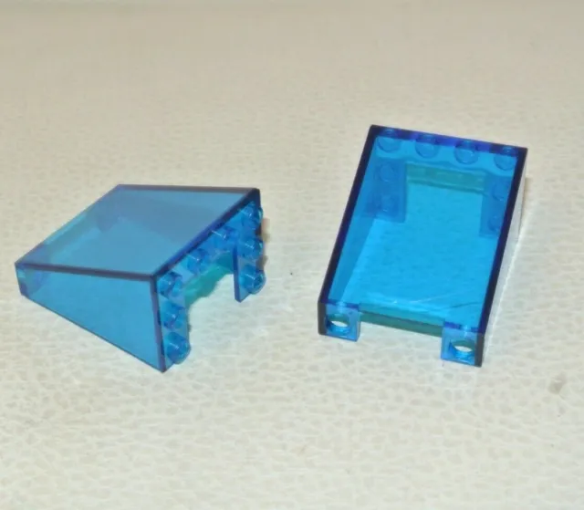 LEGO Space: 2x Windscreen 3 x 4 - Ref 4872 Trans-Bleu Dark - Set 6455
