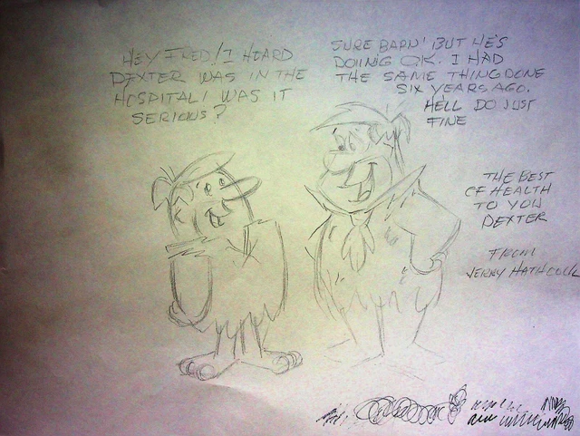 Jerry Hathcock SIGNED  1996 THE FLINTSTONES Hand Drawn Pencil Hanna-Barbera Art