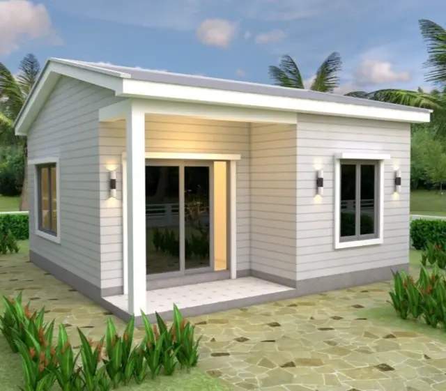 21x21 Feet Tiny House Plans 6.5x6.5 Meter 1 Bed 1 Bath Gable Roof PDF Plan