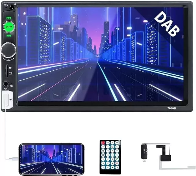 DAB Car Radio Double Din 7” HD Touch Screen with Bluetooth MP5, IOS, Android