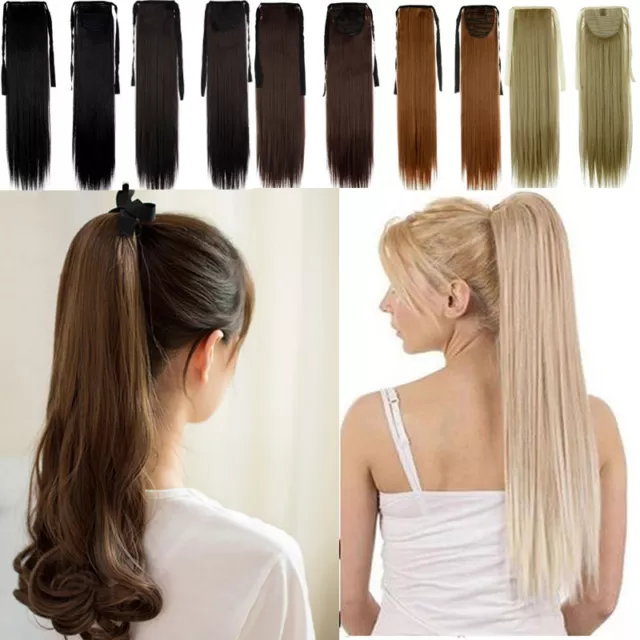 18 inches Fashion Long Ponytail Curly Wavy Clip in Pony Tail Hair Extensions AU