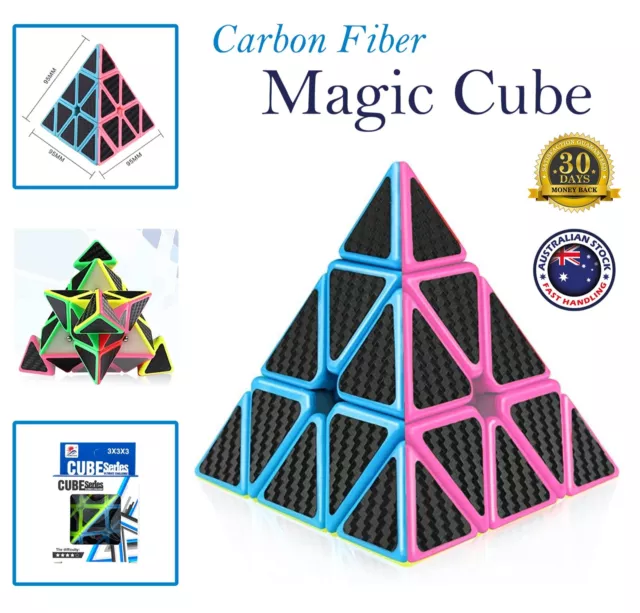 Carbon Fiber Magic Speed Cube Pyraminx Triangle Puzzle Smooth Kids Games Gifts