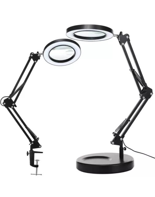 5X & 10X Magnifying Glass with Light and Stand KIRKAS 2-in-1 Stepless Dimmabl..