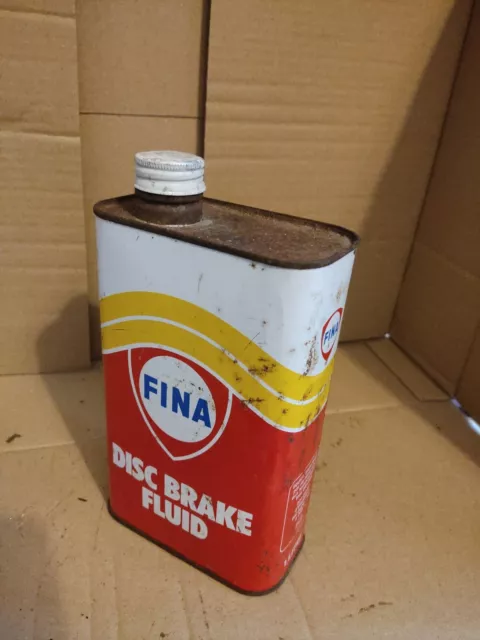 Ancien bidon Fina Disc Brake Fluid old oil can alter Ölkanister