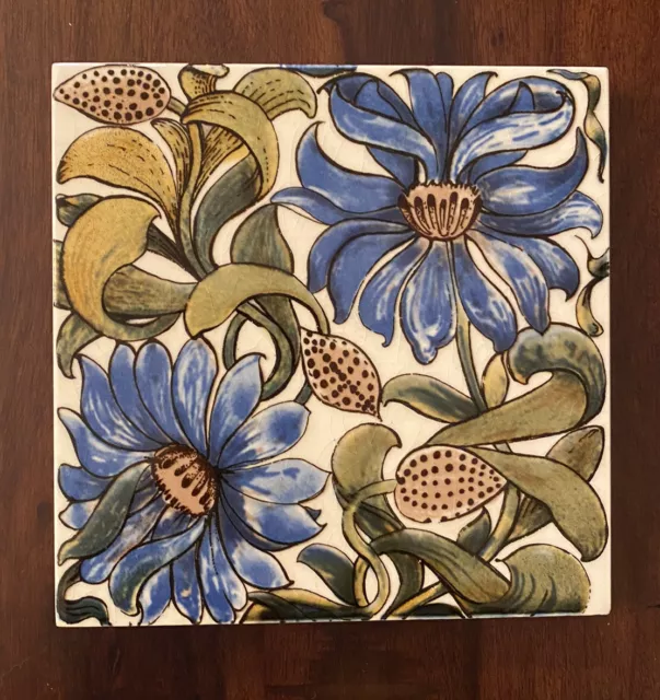 TILE TRIVET 6" Botanical Floral IRONBRIDGE CERAMICS Gorge Museum ENGLAND