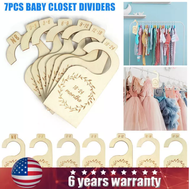 7x Premium Wood Baby Wardrobe Closet Dividers Closet Organizers Nursery Decor