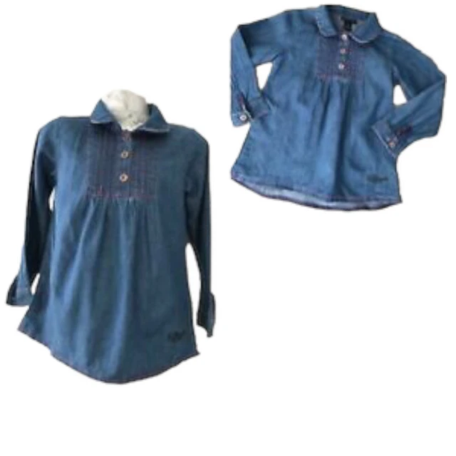 Camicia bambina Tommy Hilfiger età 4 denim blu cotone manica lunga abito abbottonato