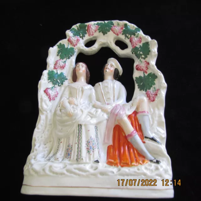 Rare Staffordshire 19 th Century Flat Back Porcelain Double  Figurine 1800s