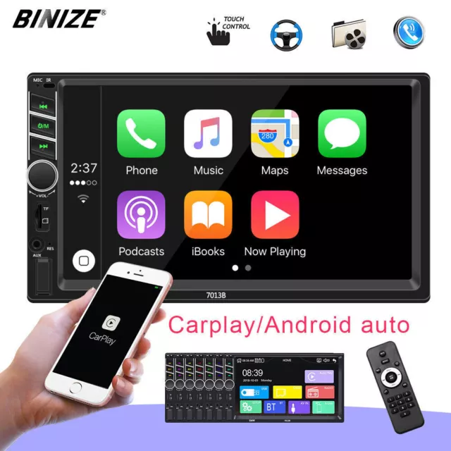 7" Double Din Car Stereo with Apple Carplay & Android Auto Play MP5 Radio+Camera