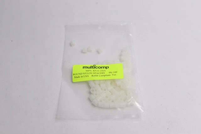 (100-Pk) Multicomp Round Nylon Spacers 6.35 x 6.35mm RN-6-250A