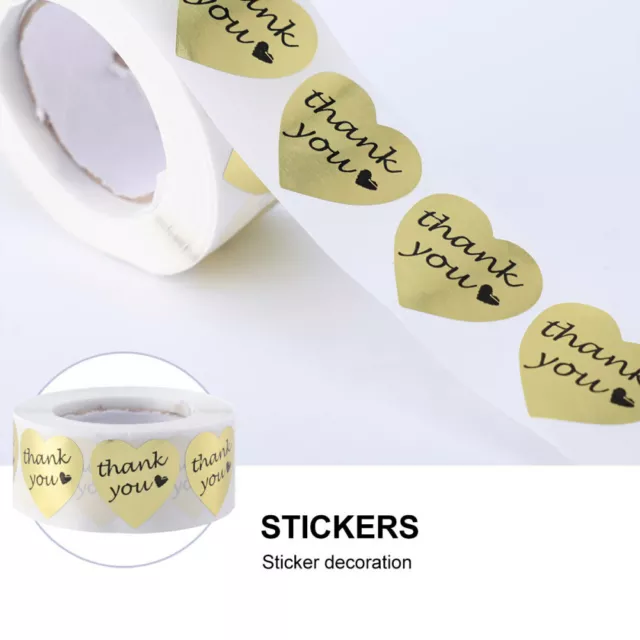 1 roll Dekorative Abdichtung Aufkleber Danke Tags Herz Dicht Siegeletiketten Neu 5