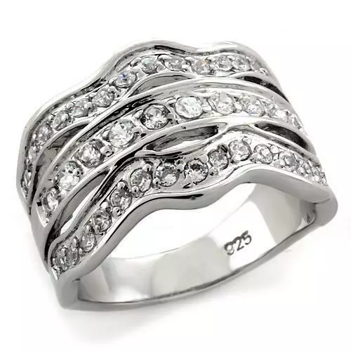 Ladies cz band ring sterling silver pave 8mm wide cubic zirconia eternity  1105