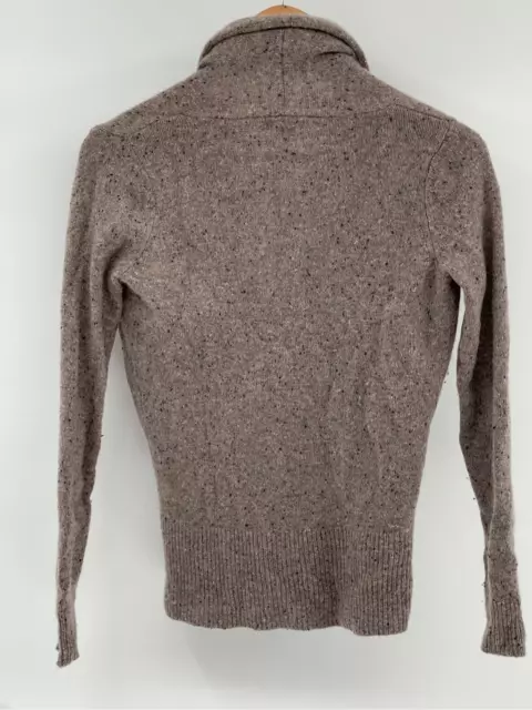 Ann Taylor Cashmere Sweater Women XXS Petite Wrap Brown Speckled Shawl Collar 2