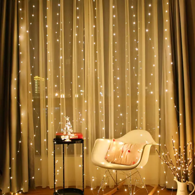 300 LED Curtain Fairy Lights String Indoor/Outdoor Wedding Party Wall Decor 3