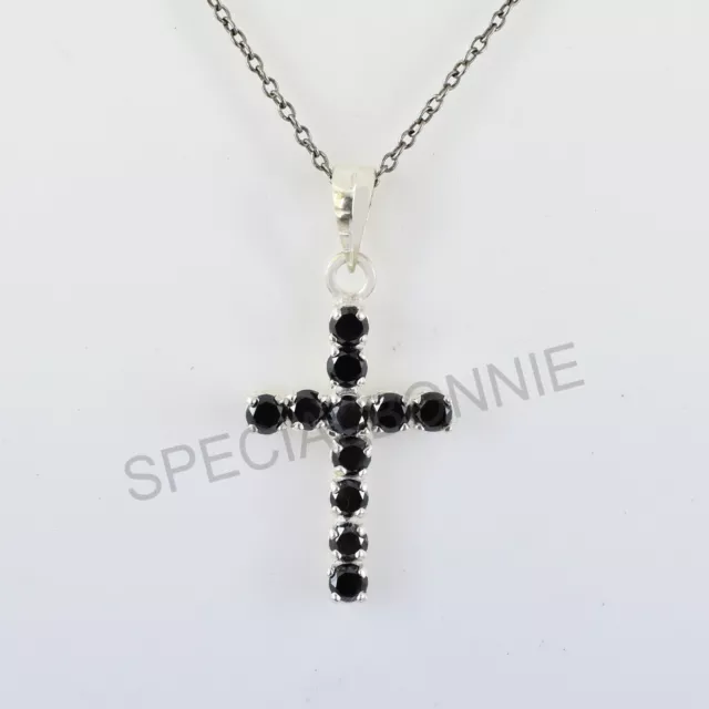 Black Diamond Cross Pendant-Great sparkle and Shine ! RARE.