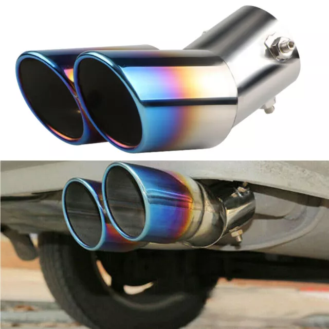 Dual Exhaust Pipe Tailpipe Stainless Steel Tail Muffler Tip Throat Chrome Trim