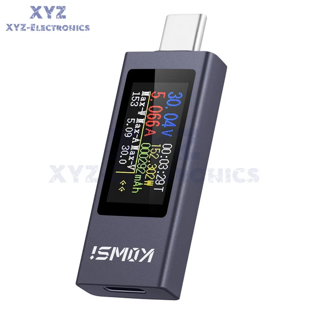 Testeur USB C Meter De Courant Et De Tension 4-30V 0-12A, USB C Tester Multimetre Numerique Usb Compteur Voltmetre Amperemetre Capacite Alimentation Chargeur Detecteur 92539835