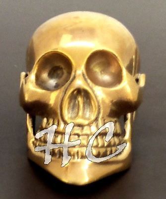 Designer Solid Brass Heavy Skull Head Handle for Wooden Walking Cane / Stick