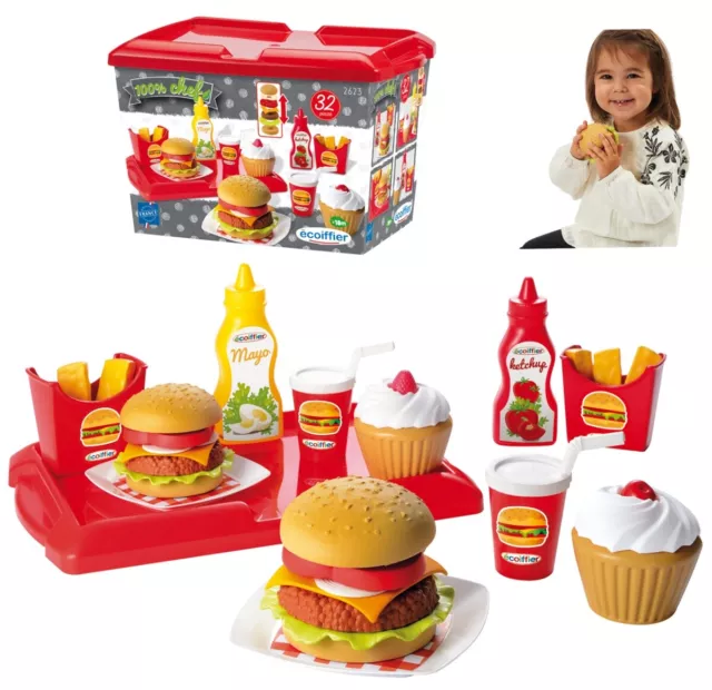 Hamburger Set mit Zubehör Spiellebensmittel Lebensmittel Spielküche Spielzeug