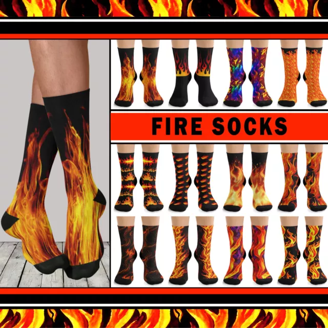 Fire Unisex Crew Socks #1 - Premium Quality Flames Girl on Fire Footwear Gift